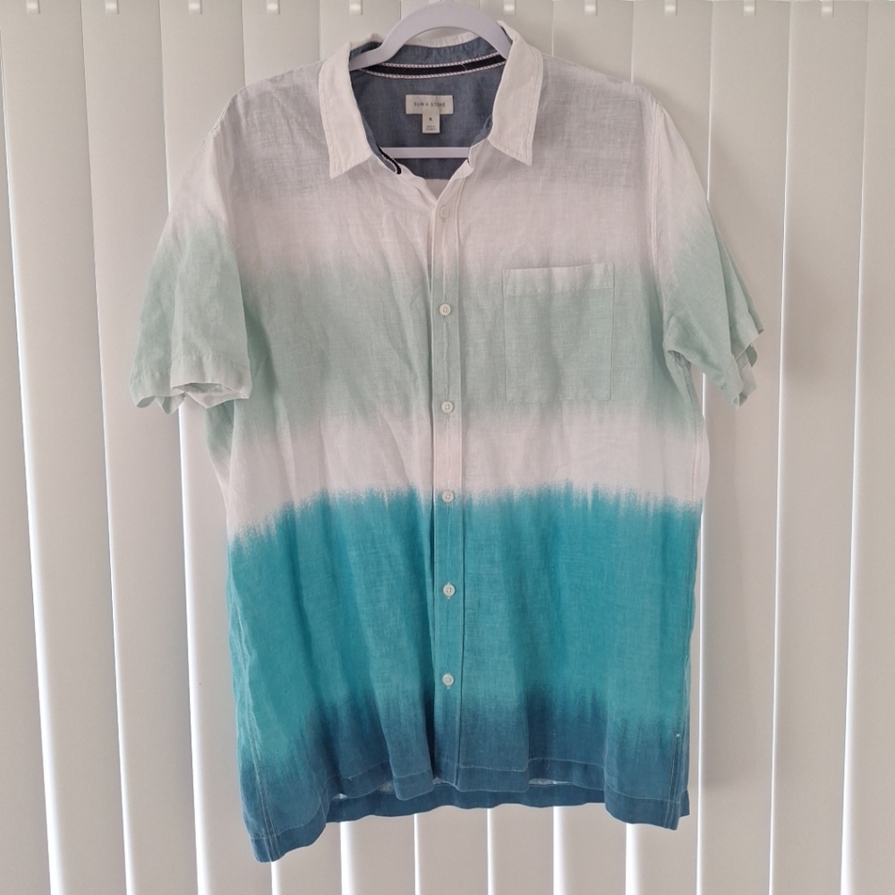 Sun & Stone Linen Blend Button Front Shirt